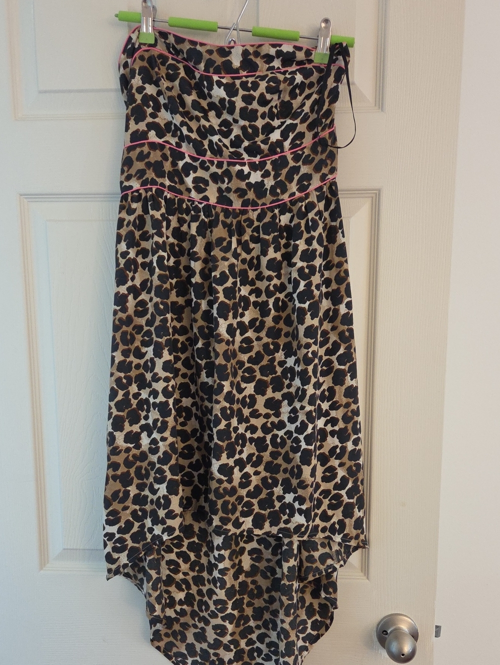 American Rag Leopard Print High-Low Dress with Pink Trim